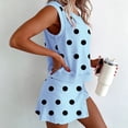 thumbnail image 2 of Morttic Women's Polka Dot 2 Piece Outfit – Sleeveless Crew Neck Tank Top & Side Slit Skort Set Summer Casual for Daily Wear Blue，XL, 2 of 6