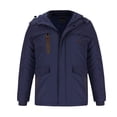 thumbnail image 5 of Men's Thicken Parka Jacket Fleece Lined Zipper Padded Long Jacket with Pockets Plus Size Winter Warm Thicken Windproof Coat, 5 of 6