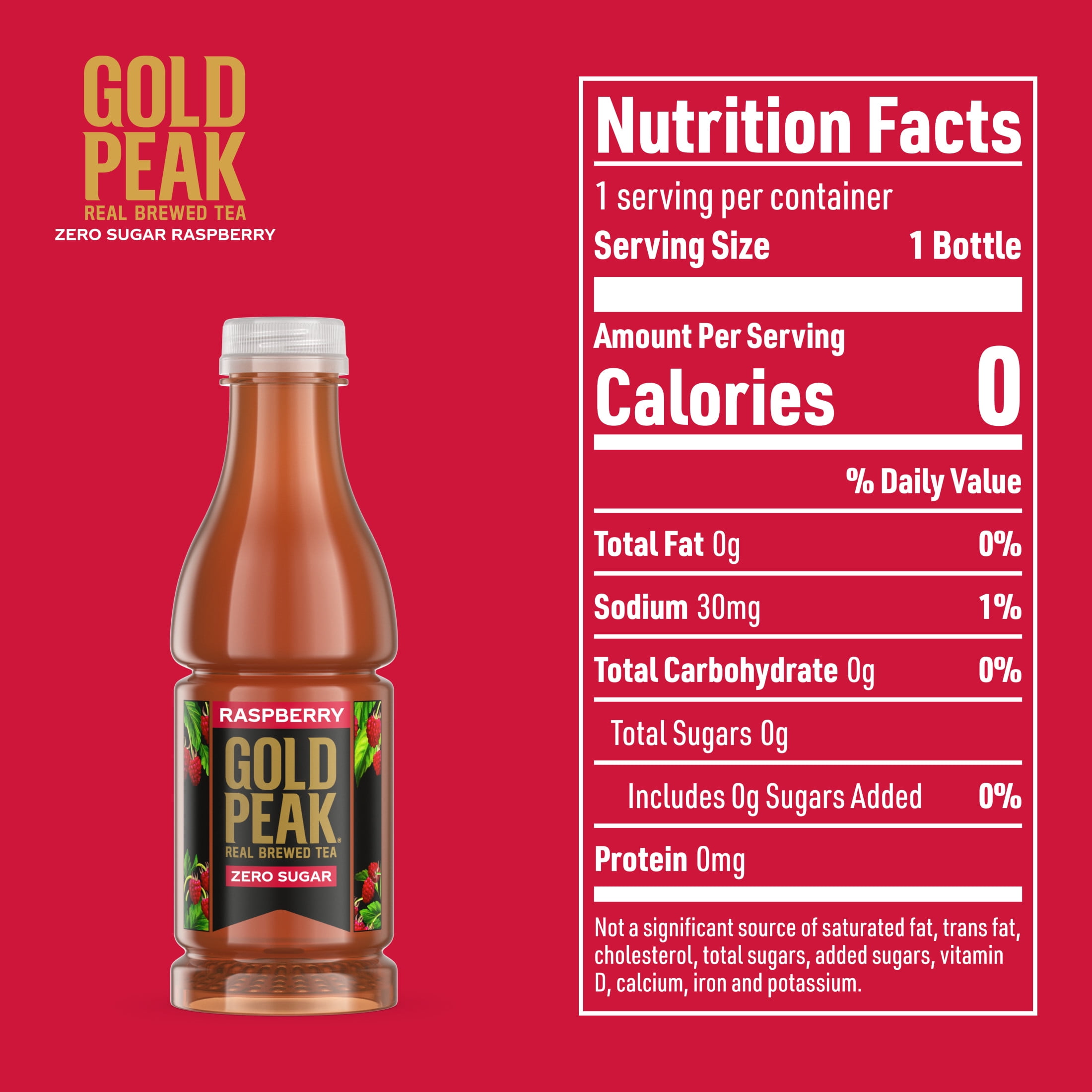 (5 pack) Gold Peak Raspberry Iced Tea, Zero Sugar Sweet Tea Bottle, 18.5 fl oz