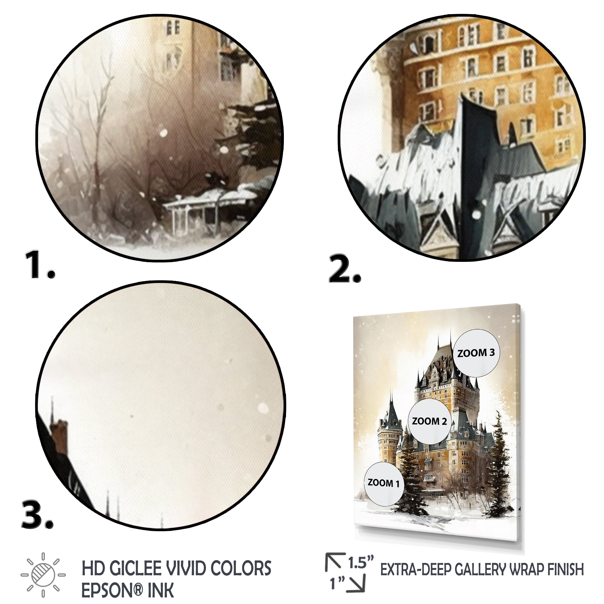 Designart Winter Season Chateau Frontenac II Canvas Wall Art