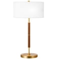 thumbnail image 1 of Henn&Hart 14" Rustic Oak/Brass Finish Metal/Fabric Table Lamp, 1 of 9