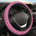 thumbnail image 4 of Kdxio Pink Gingham Print Elastic Stretch Steering Wheel Cover,Auto Steering Wheel Cover,15 Inch Anti-Slip,Warm in Winter and Cool in Summer,Fit Suvs,Vans Cars,Trucks, 4 of 7