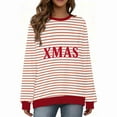 thumbnail image 6 of Women's Oversized Striped Christmas Sweatshirt Crewneck Long Sleeve Pullover Top Casual Fall Clothes, 6 of 7