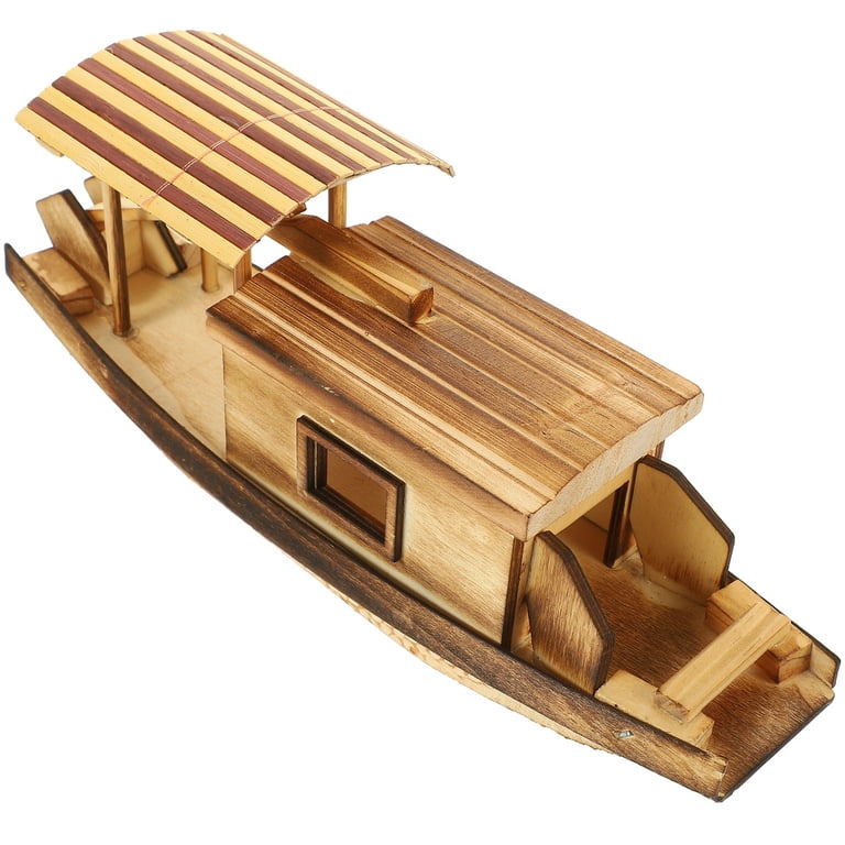 Frcolor Small Boat Wood Fishing Boat Model Wood Boat Wooden Boat Decor Wood  Ornament