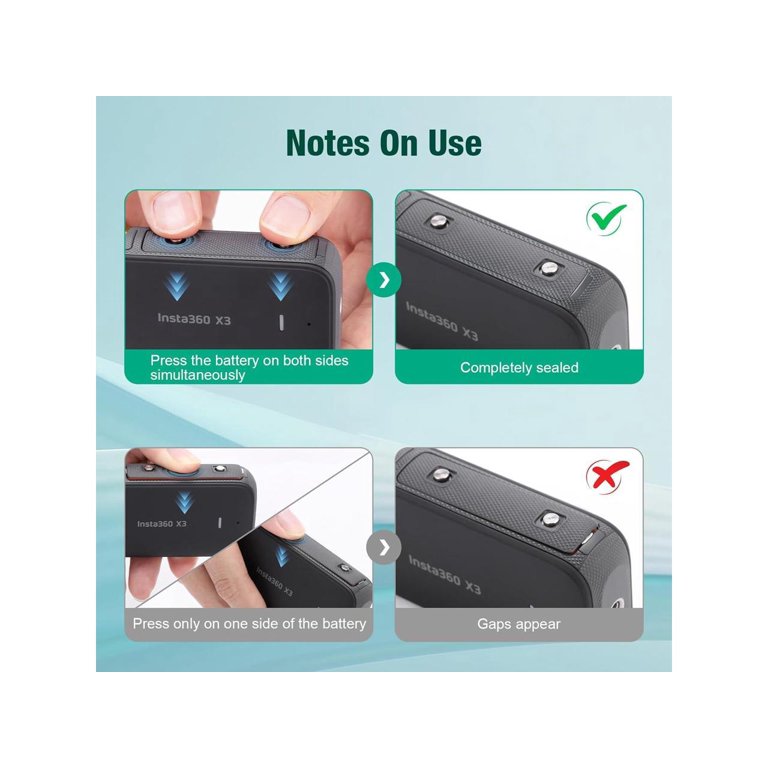 Replacement Insta360 X3 Battery 1800mAh 2-Pack and Dual Slot USB