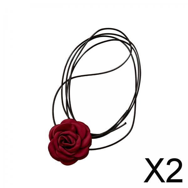 Collar Gargantilla Con Cordones Fernando rosa de tela floral 2 piezas