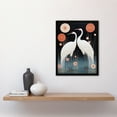 thumbnail image 4 of Japanese Cranes Oil Painting Pink Blue White Birds and Abstract Flowers Surreal Lake Landscape at Night Art Print Framed Poster Wall Decor 12x16 inch, 4 of 5