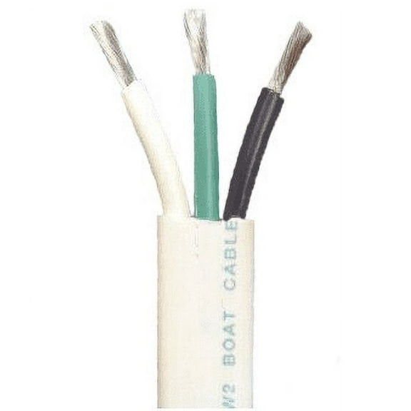 Crimp Supply 10/3 AWG Triplex Tinned Marine Wire, Black/Green/White 250 Feet