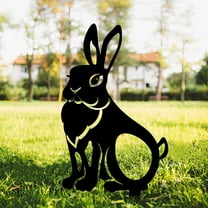 Acrylic Bunny Garden Decor,Set of 1 Rabbit Silhouette Yard Decor for Outside, Waterproof Lawn Decor (Bunny Black)
