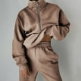 thumbnail image 2 of Outfmvch Lounge Sets For Women Cargo Pants Women Womens Fashion Womens Joggers Sweat Sets Women Half Zipper 2 Piece Outfits Joggers Pants Sweatshirt Set Travel Long Sleeve Shirts For Women Khaki M, 2 of 4