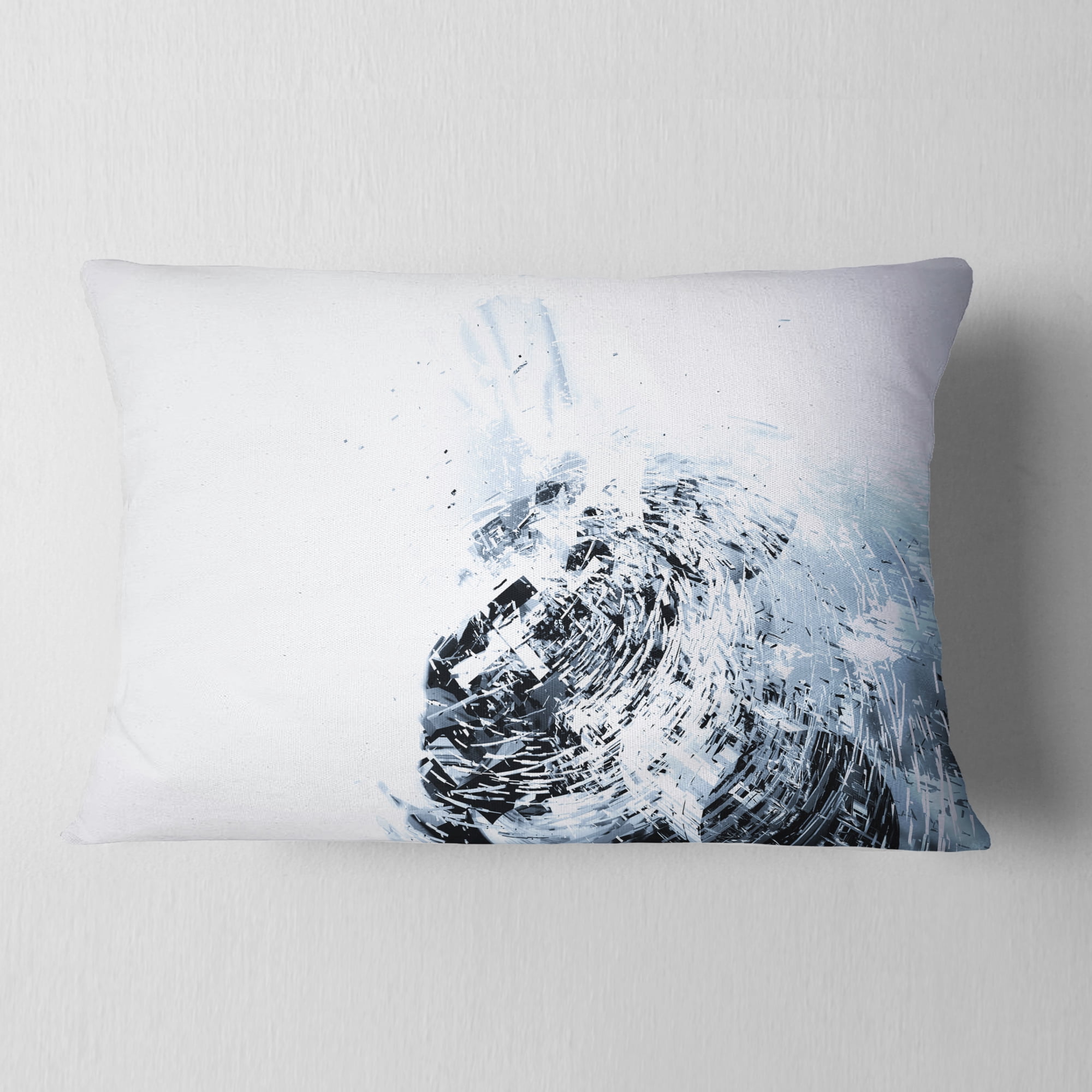 Designart 3D Abstract Art White Crystal - Abstract Throw Pillow - 12x20