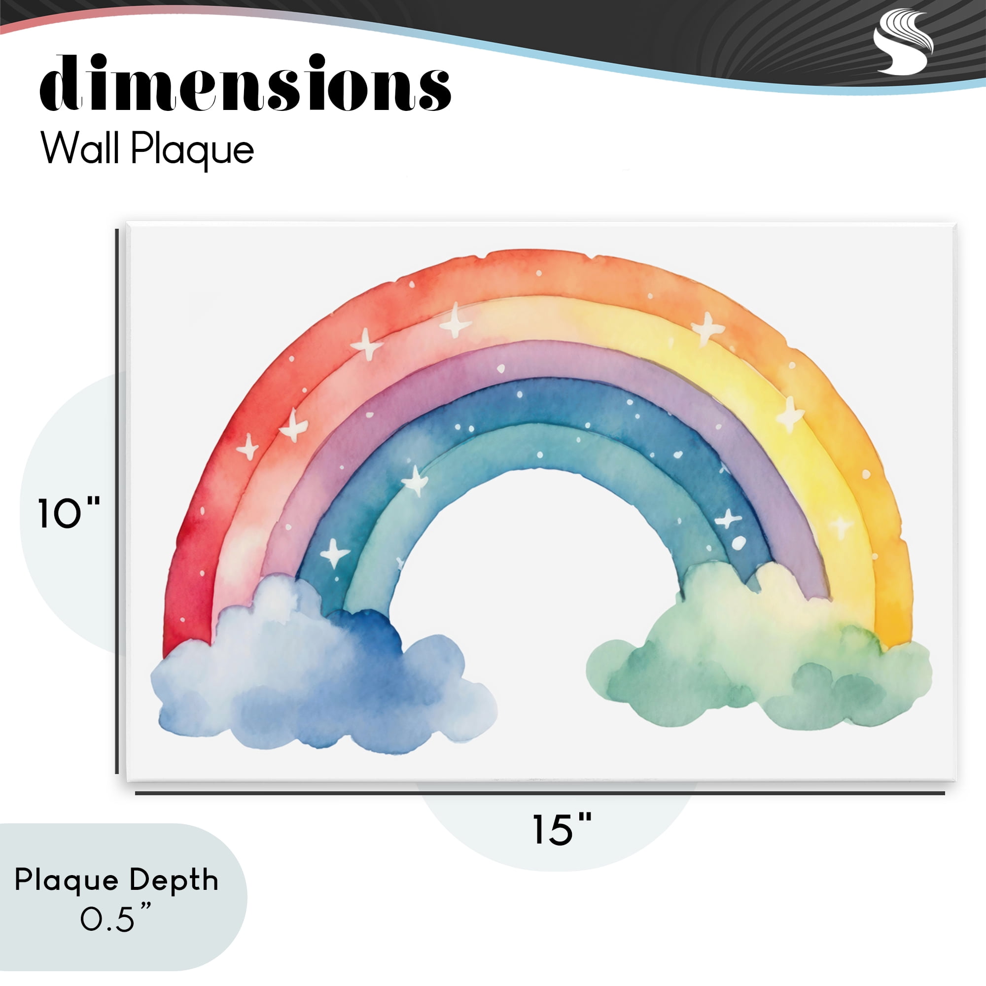 Stupell Industries Colorful Rainbow with White Stars Wall Plaque Art, design by Creative Studio
