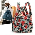 thumbnail image 6 of Women Boho Floral Print Drawstring Backpack Foldable Sports Tote Bag Sackpack, 6 of 8
