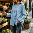 thumbnail image 6 of Klisyaur Womens Crew Neck Shirts Side Button Up Long Sleeve Tunic Tops Casual Loose Comfy Fall Winter Blouses, 6 of 8