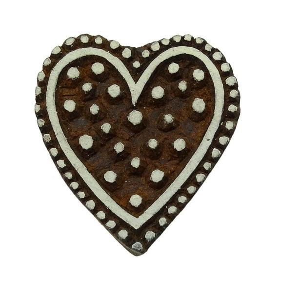 Indian Wood Block Art Heart Handcarved Printing Block Textile Stamp