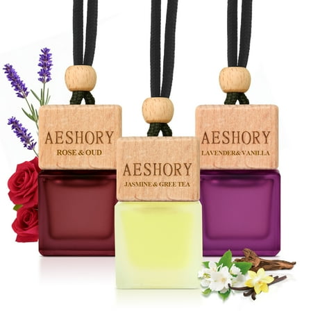 Aeshory Floral Scented Car Air Freshener Hanging 3-Pack, Long-Lasting Up to 60 Days