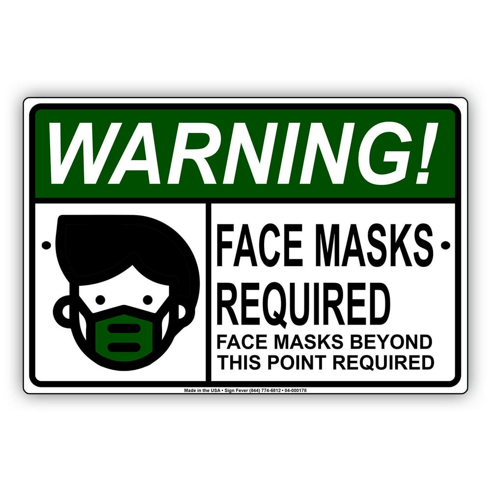 Warning Masks Required Beyond This Point For Safety Protection Required Novelty Aluminum Metal