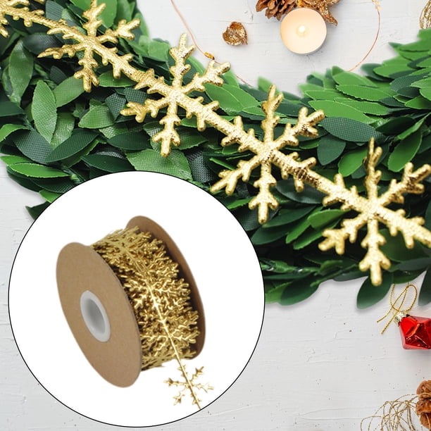 Fabricación de coronas de cinta navideña, suministros para manualidades con cinta, accesorios, manualidades de bricolaje, decoración de bodas para Copos de nieve dorados