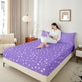 thumbnail image 4 of Manfei Boys Girls Vintage Aesthetic 4 Pieces Queen Sheet Sets,Polka Dots Ultra Soft Flat Sheet,Purple White Queen Fitted Sheet,Ultra Soft Home Decor, 4 of 7