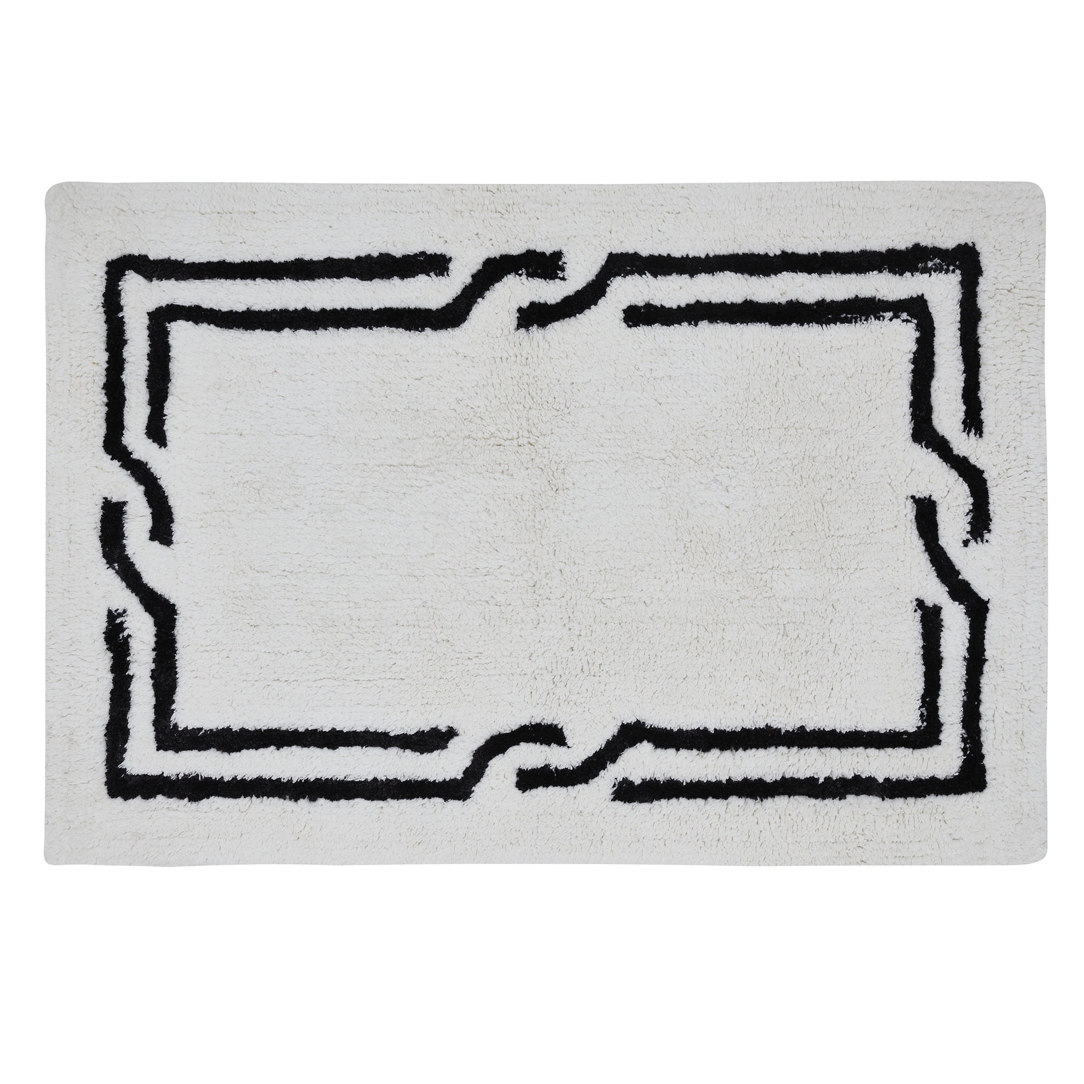 VCNY Home Border White/Black Cotton Viscose Bath Rug, 21" x 34"