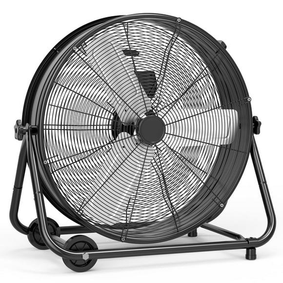 Industrial Drum Fan, 5700 CFM High Velocity Floor Fan, 3 Speed Heavy Duty Metal Air Circulator Fan, 360° Tilt with Casters Handle, Ideal for Patios, Warehouse, Commercial, Basement