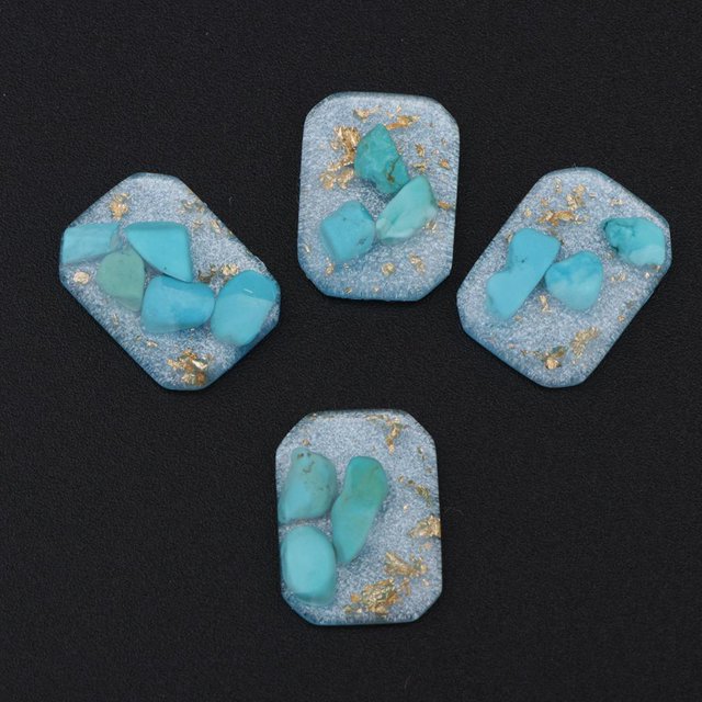 4 piezas de cabujones de resina con esquinas redondas y parte trasera plana para manualidades, adornos, álbumes de recortes, manua Lámina Dorada Azul Baoblaze cuentas de botón de lámina de oro de resina