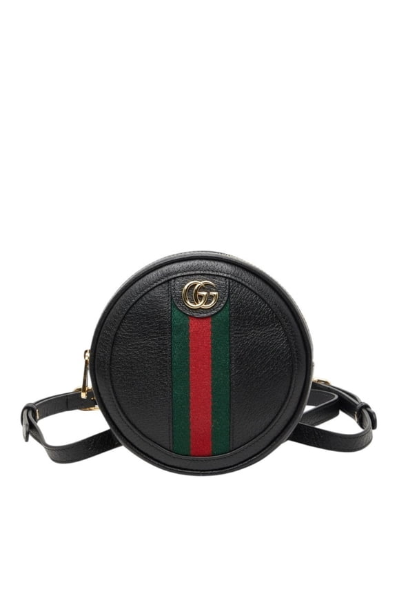 Pre-Owned Gucci Ophidia Mini Backpack 574841 Black Multicolor Leather Canvas Women's GUCCI