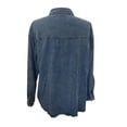 thumbnail image 7 of Distressed Frayed Hem Women Denim Jacket Fashion Vintage Oversized Long Sleeve Button Lapel Jean Shacket With Pocket, 7 of 7