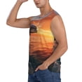 thumbnail image 3 of Lsque Sunset Dancing Dolphin B Print Men's Cotton Blend Sleeveless Muscle Shirts (S-3XL)- Moisture Wicking, Odor Protection, UPF 30+,Small, 3 of 8