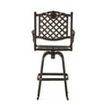 thumbnail image 3 of Cast Aluminum Outdoor Swivel Bar Stool | Diamond Lattice Design for Outdoor Decoration | Light and Durable Aluminum | Solves Rust and Weathering, 3 of 4