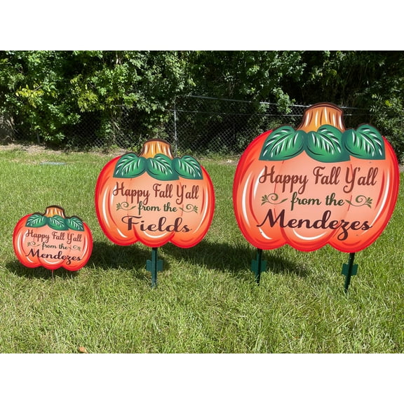 Personalized Happy Fall Y'all Pumpkin Available in Three Sizes