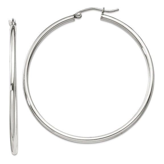 925 Sterling Silver 2mm Round Hoop Earrings 47x45mm Wide 2mm Thick Hoop Earring for Women