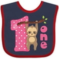 thumbnail image 3 of Inktastic Pink Sloth 1st Birthday Girls Baby Bib, 3 of 4