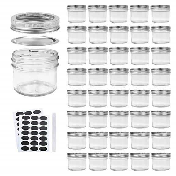 4oz Glass Jars With Lids(Silver),Mason Jars,Ideal For Honey,Jam,Wedding Favor,DIY Magnetic Mini Spice Jars For Kitchen