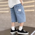 thumbnail image 6 of KVPLBQFD Baggy Jean for Boys Y2k Cargo Denim Shorts Elastic Waist Distressed Jorts for Teens Aesthetic Casual Streetwear Boys Summer Clothes, 6 of 10