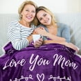 thumbnail image 4 of Love You Mom Blanket, Mom Mothers Day or Birthday Gifts from Daughter or Son, Useful Gifts for Mom, Mom Gift Ideas, Fill with Words of Appreciation (Purple Violet, Sherpa), 4 of 6