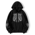 thumbnail image 2 of XIAOCHA Womens Rhinestone Skeleton Print Hoodie Oversized Long Sleeve Hooded Zip Up Jacket Soft Gothic Street Hoodies, 2 of 7