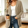 thumbnail image 2 of Vivianyo HD Women's Corduroy Open Front Cardigan with Pockets, Long Sleeve Curved Hem Sweater Jacket, Fall Outerwear for Office Layering and Weekend Plans, Size S-XL, 2 of 8