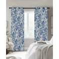 thumbnail image 3 of Blue Flowers Blackout Curtains for Bedroom Living Room, Watercolor Ombre Roses Plant Leaves Classical 54 In Long Thermal Insulated Room Darkening Drapes Grommet Window Treatments, 52 x 54 In, 3 of 9