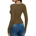 thumbnail image 6 of Linfrsh Long Sleeve Basic Tops for Women Womens Long Sleeve Shirts Crew Neck Stretchy Fitted Ribbed Tops Basic Base Layer Soft Thermal Undershirts Tee Coffee,M, 6 of 6