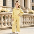thumbnail image 5 of OJSFQUFP Girls 2 Piece Tracksuit Set Zip‑Up Hoodie Jacket + Wide Leg Pants Kids Casual Sport Outfit for School, 5 of 7