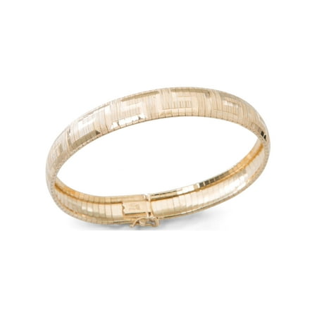 Brilliance Women's 10-Inch Greek Pattern Gold over Sterling Silver Omega Bracelet
