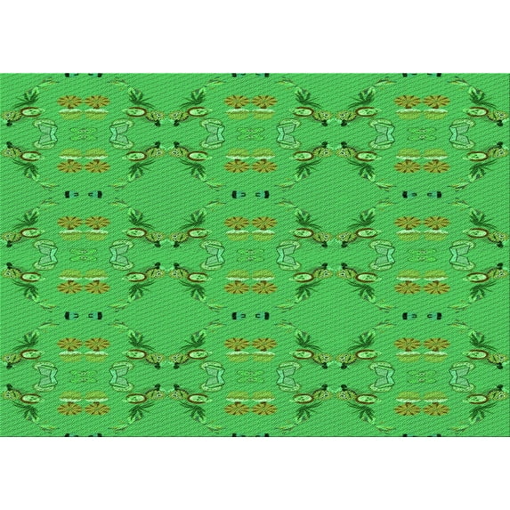 Ahgly Company Indoor Rectangle Patterned Neon Green Area Rugs, 2' x 4'