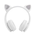 thumbnail image 2 of Auriculares Bluetooth 5.0 con reducción de ruido LED y forma de oreja de gato, con micrófono para jóvenes, color blanco, 2 of 14