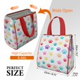 thumbnail image 3 of Colorful Dog Paw Footprint Insulated Lunch Bag for Women & Adults,Large Portable Soft Cooler Lunch Bag,Thermal Food Storage Tote with Pearl Cotton,8.66L,8.75x5.75x9.5 Inch, 3 of 6