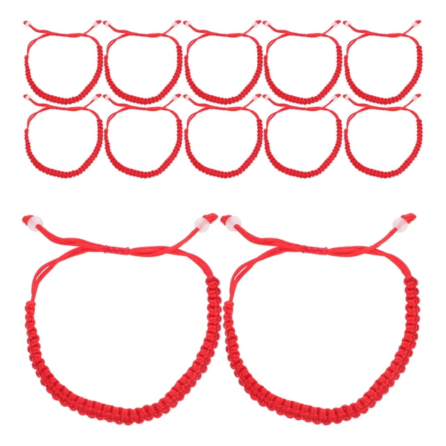 12Pcs Pulseras tejidas a mano de cuerda roja Pulseras tejidas a mano delicadas Joyas Decoración para mujeres Damas Niñas
