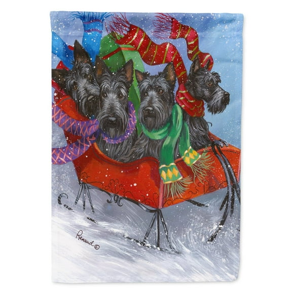 Carolines Treasures PPP3174GF 11 x 0.01 x 15 in. Scottie Christmas Dashing Garden Flag