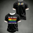 thumbnail image 3 of GrmtClth We the People Means Everyone Printing Shirts 2026 Pride Month Rainbow Color Blocking Tops Summer American Flag Tee Quick Dry Unisex Short Sleeve Clothes Black XL, 3 of 3