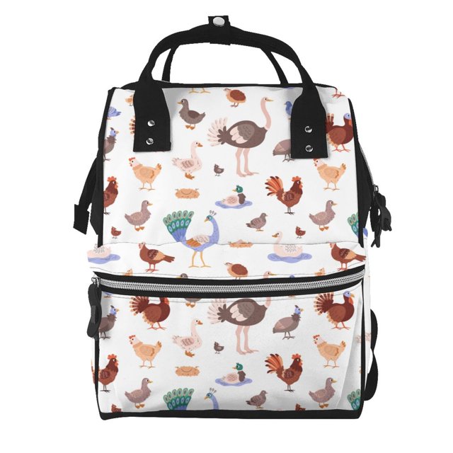 Fotbe Farm Birds Goose Mochila Maternidad - Lona de Sarga Impermeable, Mochila de Pañales de Gran Capacidad con Múltiples Bolsillos y Correas Ajustables