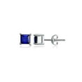 thumbnail image 4 of 2Ct Princess Cut Lab Created Blue Sapphire Stud Earrings 14K White Gold Plated, 4 of 5